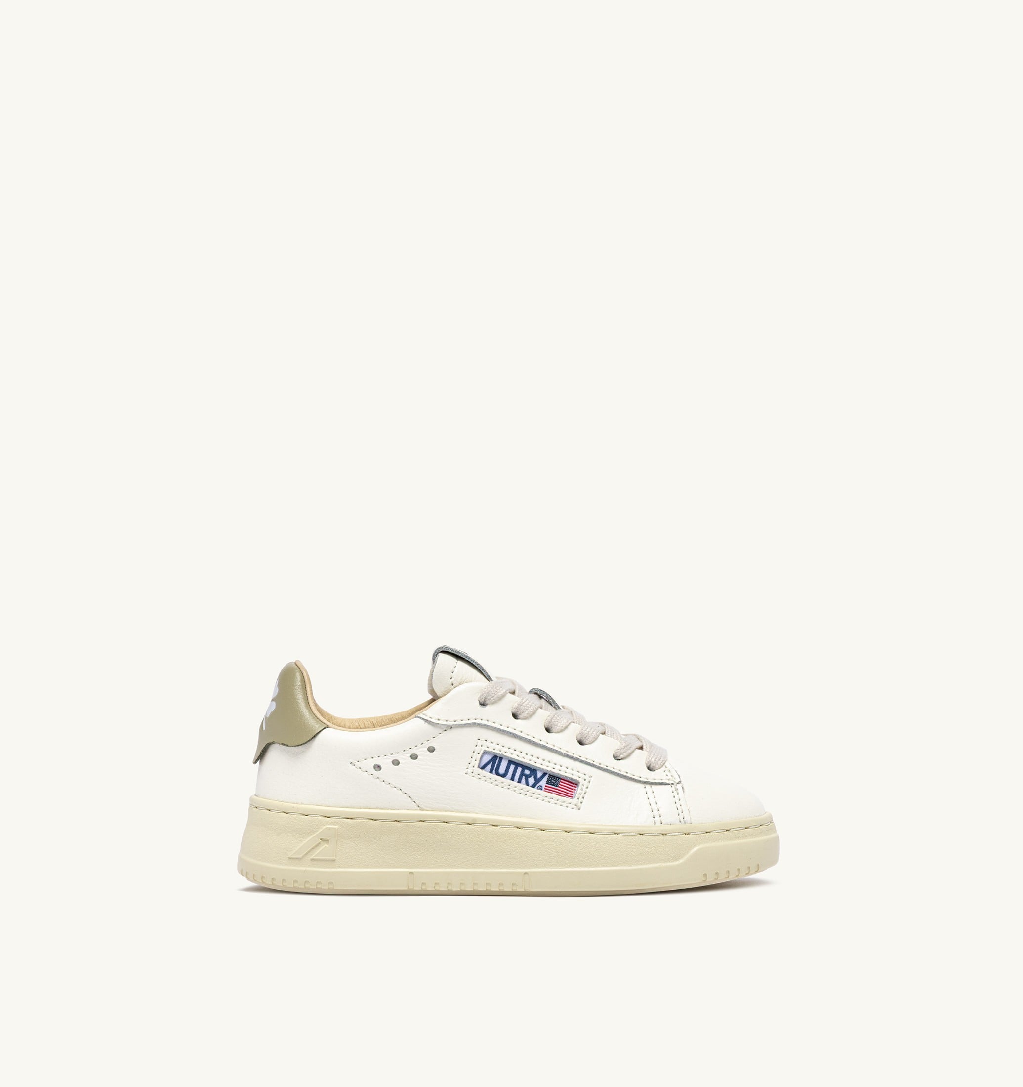 BASKETS DALLAS KIDS LOW EN CUIR MARSHMALLOW ET GRAY GREEN
