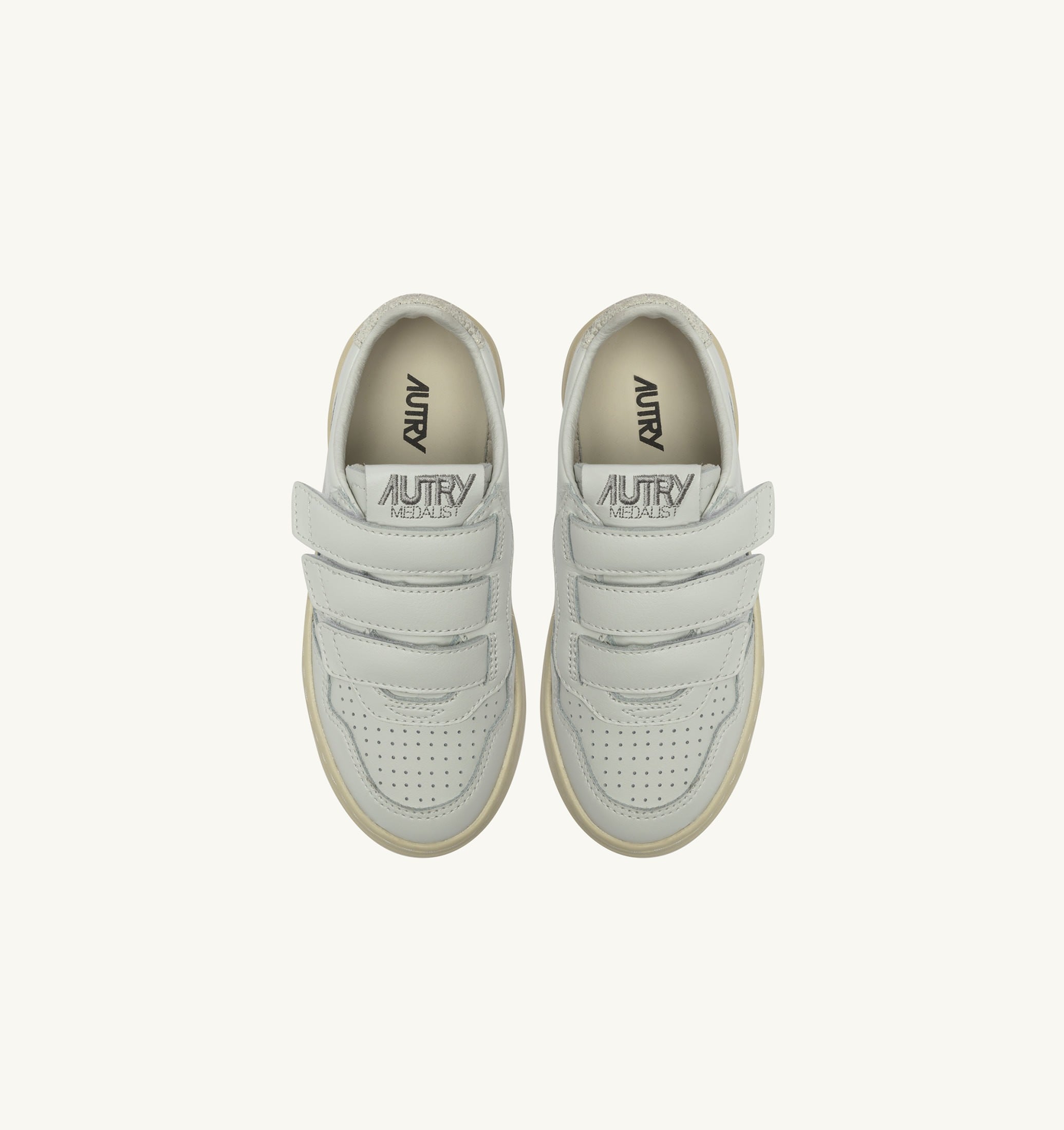 BASKETS MEDALIST KIDSTRIPES LOW EN CUIR BLANC ET PAILLETTES