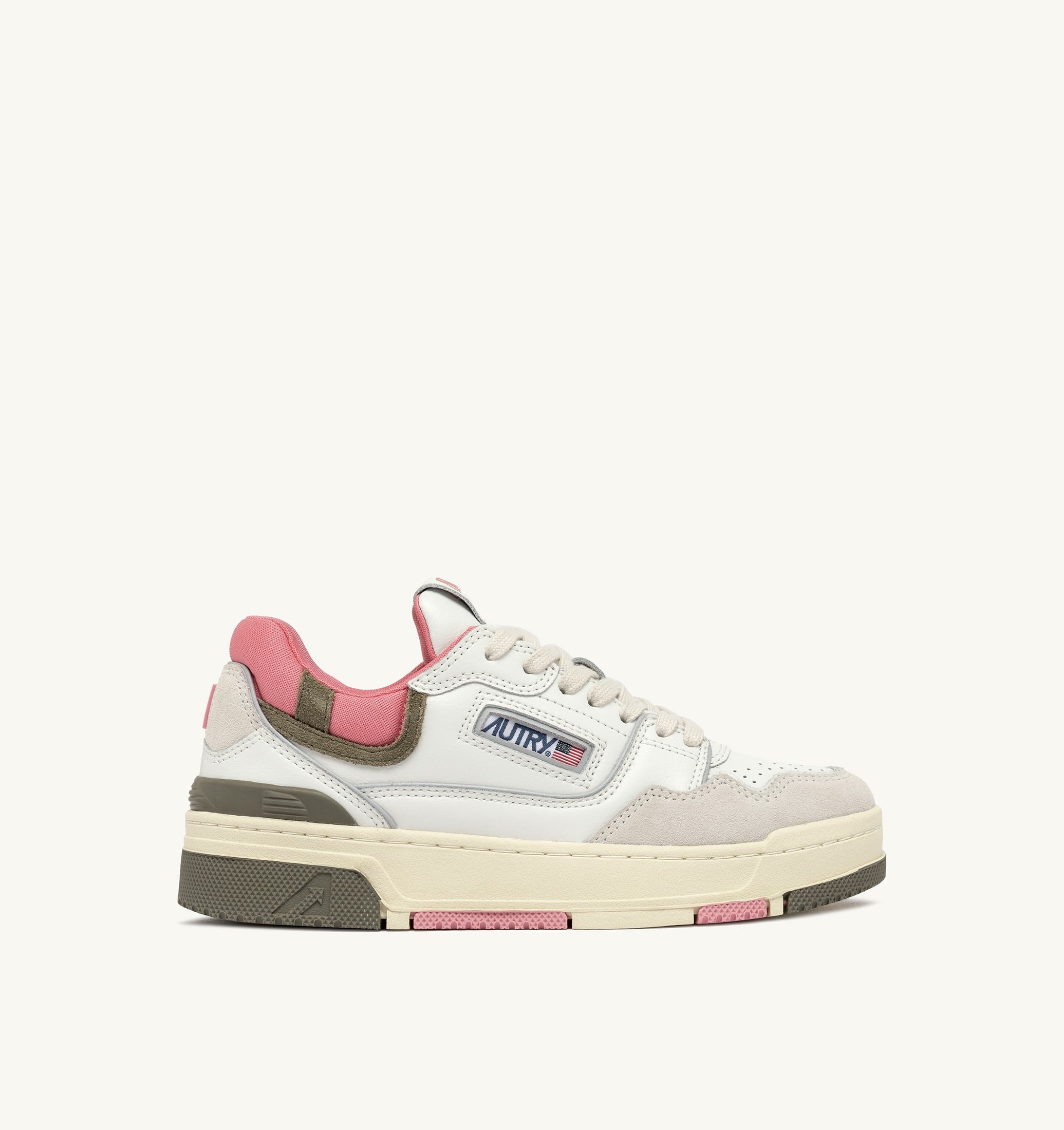 BASKETS CLC LOW EN CUIR ET DAIM COLORIS BLANC ET GERANIUM