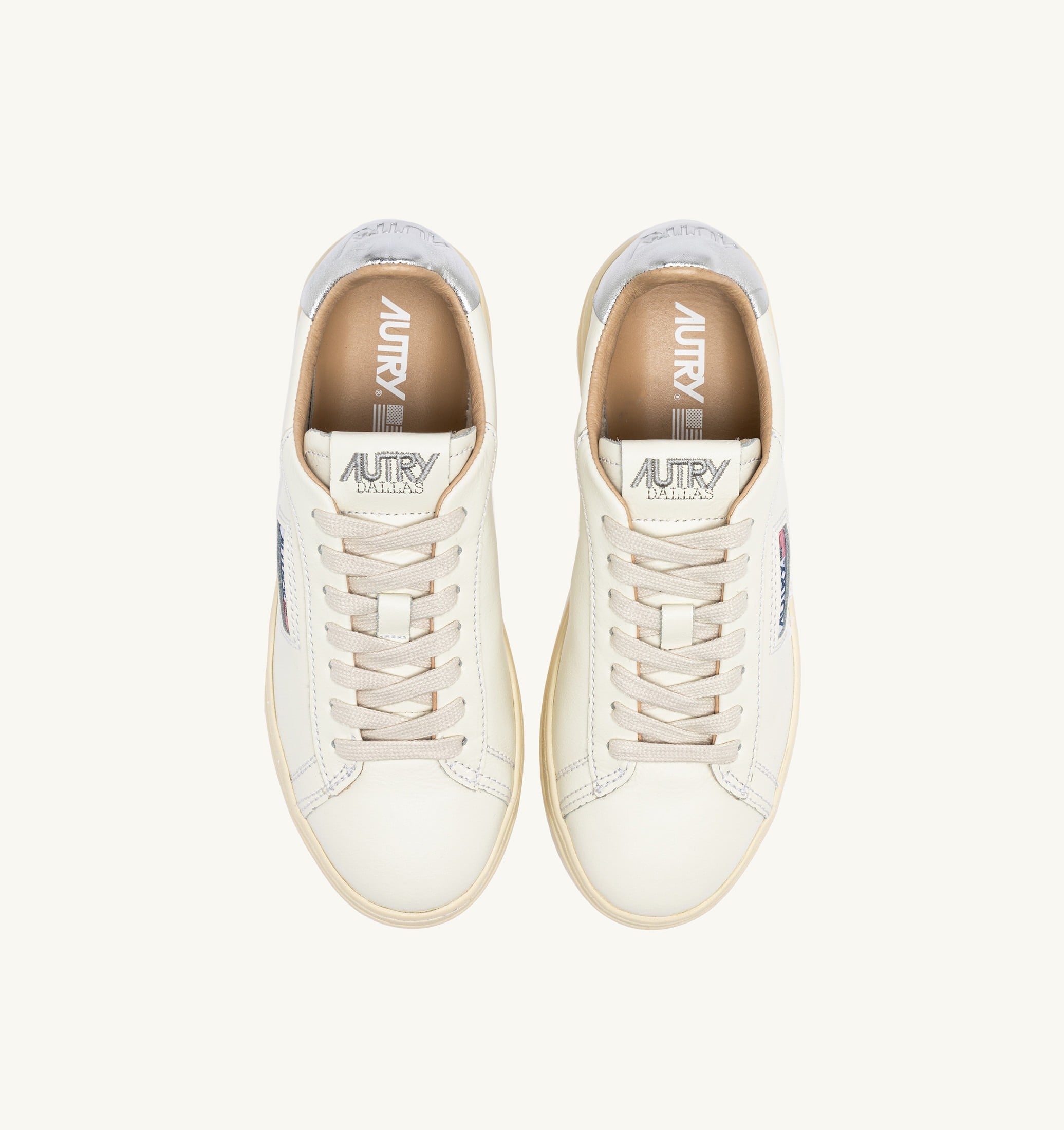 BASKETS DALLAS LOW EN CUIR BLANC ET ARGENT