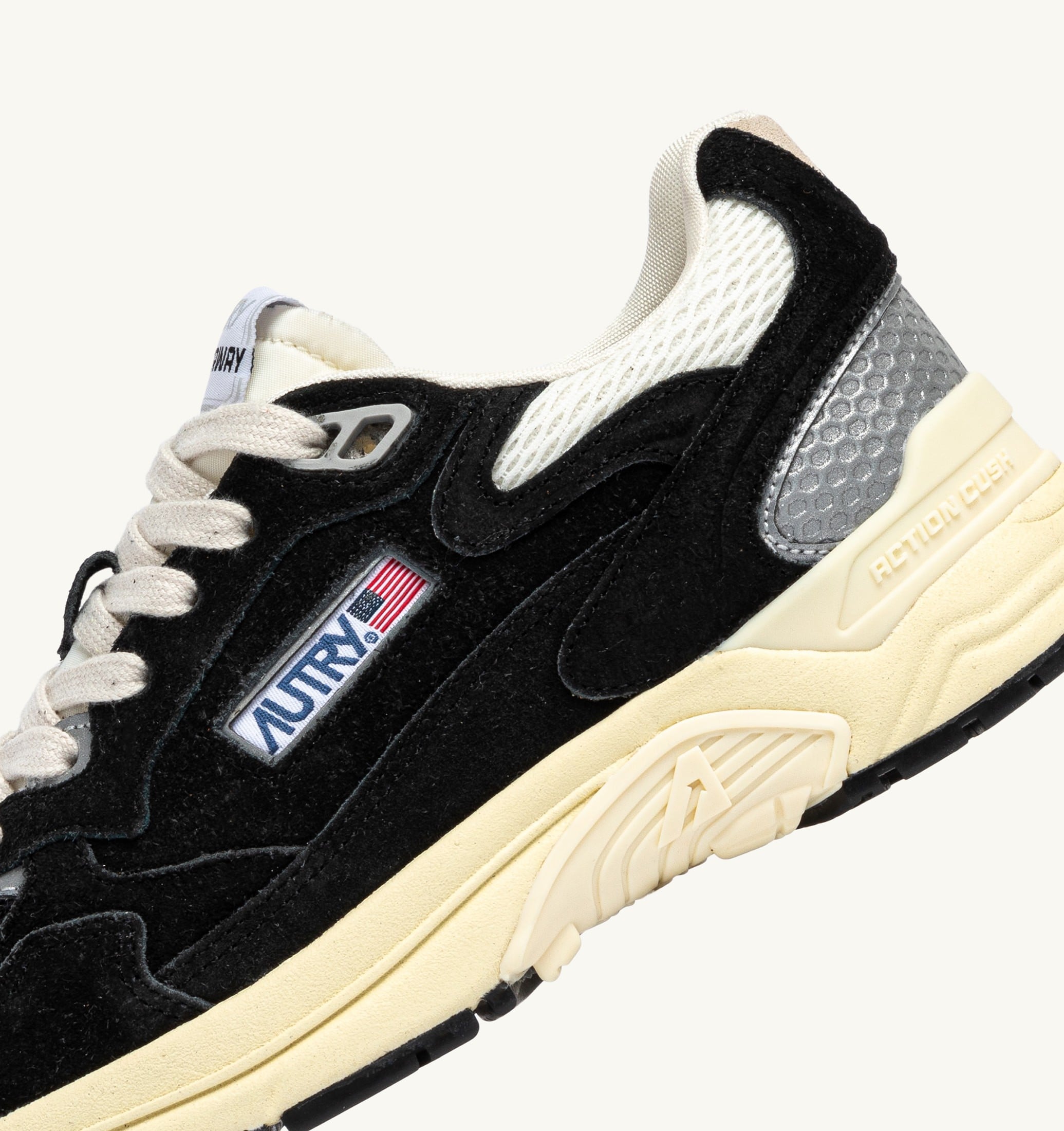 BASKETS HYPERWAY EN MESH ET DAIM NOIR ET ARGENT