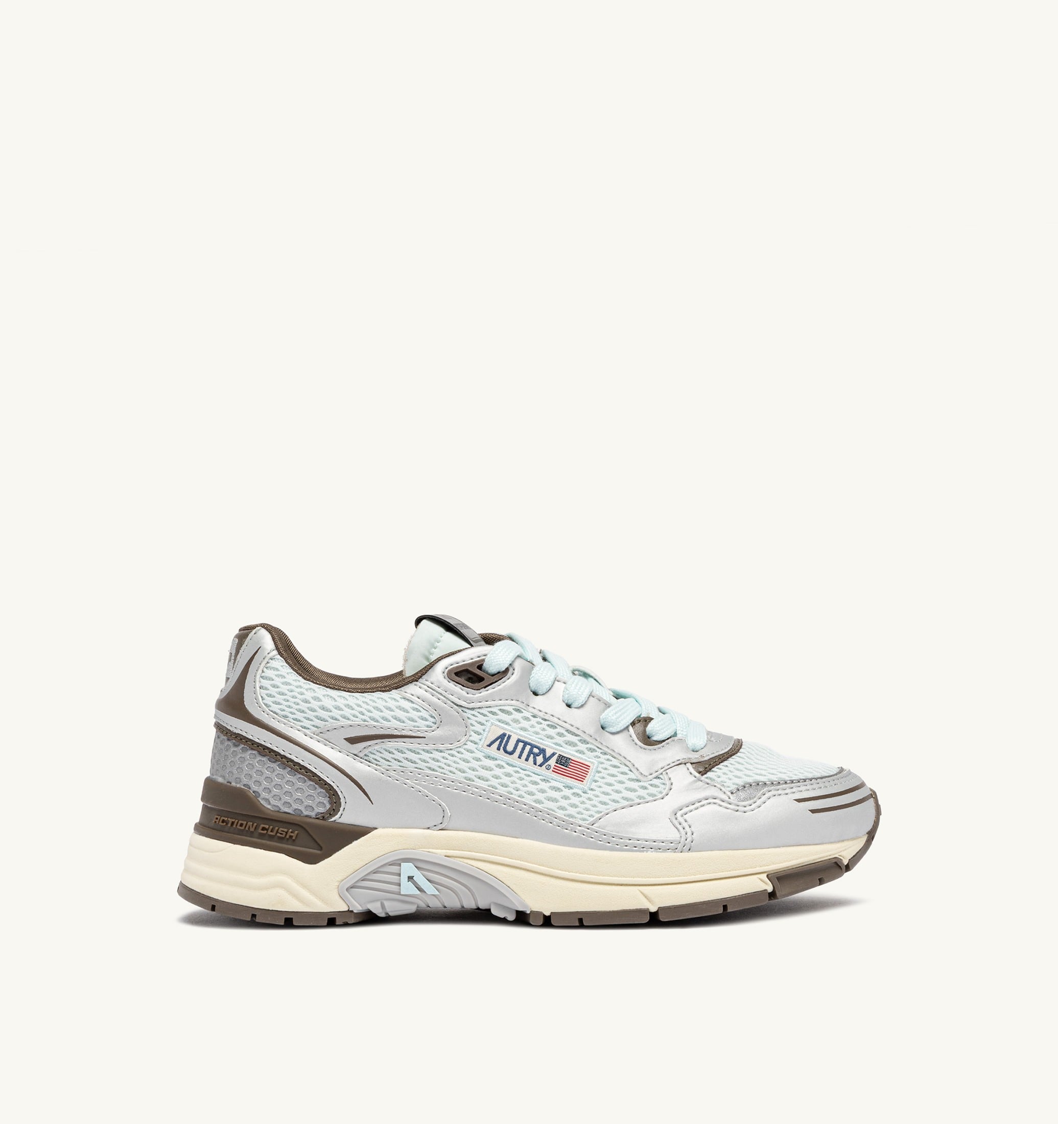BASKETS HYPERWAY EN CUIR SYNTHÉTIQUE ET MESH ARGENT SPA BLUE ET CHOCOLATE CHIP