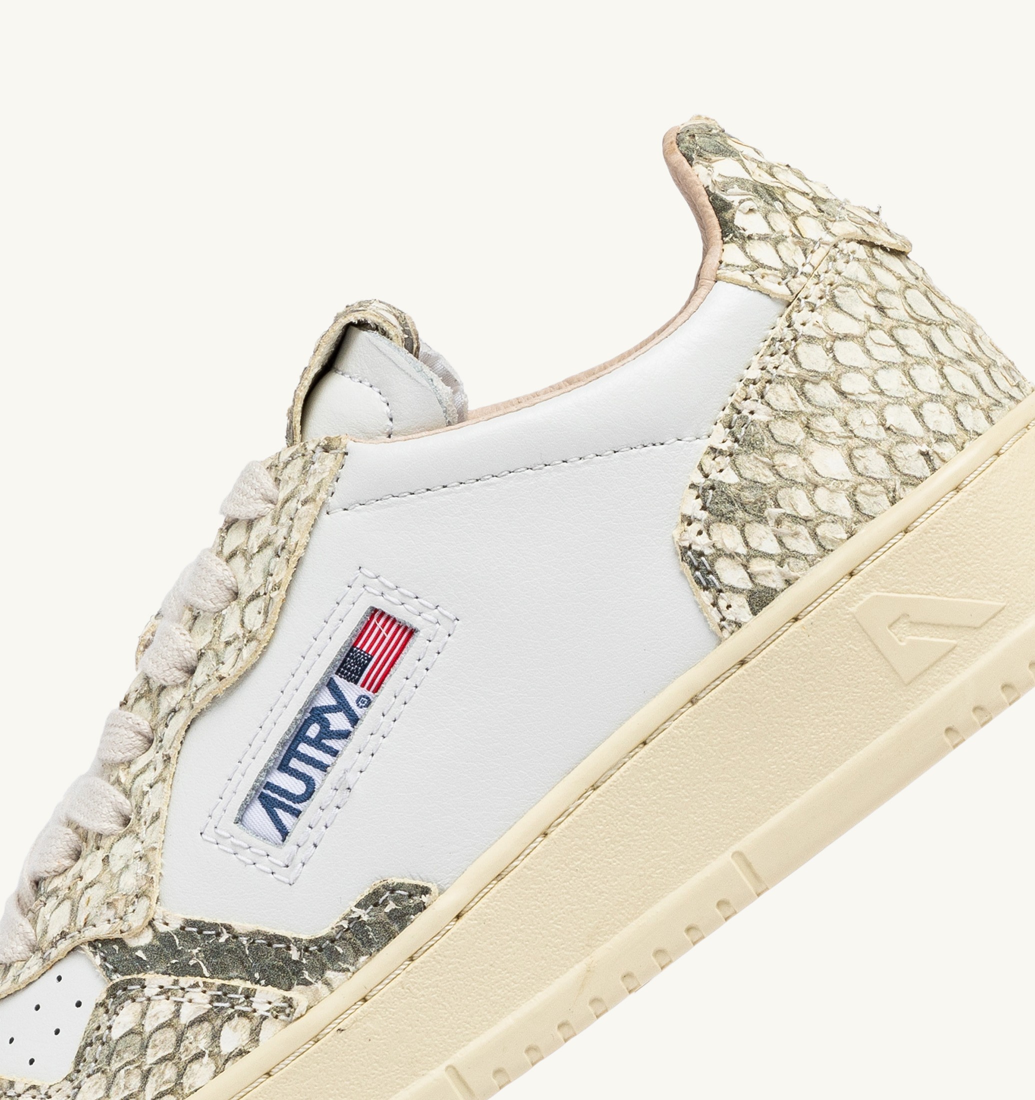 BASKETS MEDALIST LOW EN CUIR BLANC AVEC IMPRIMÉ SNAKE DIAMOND