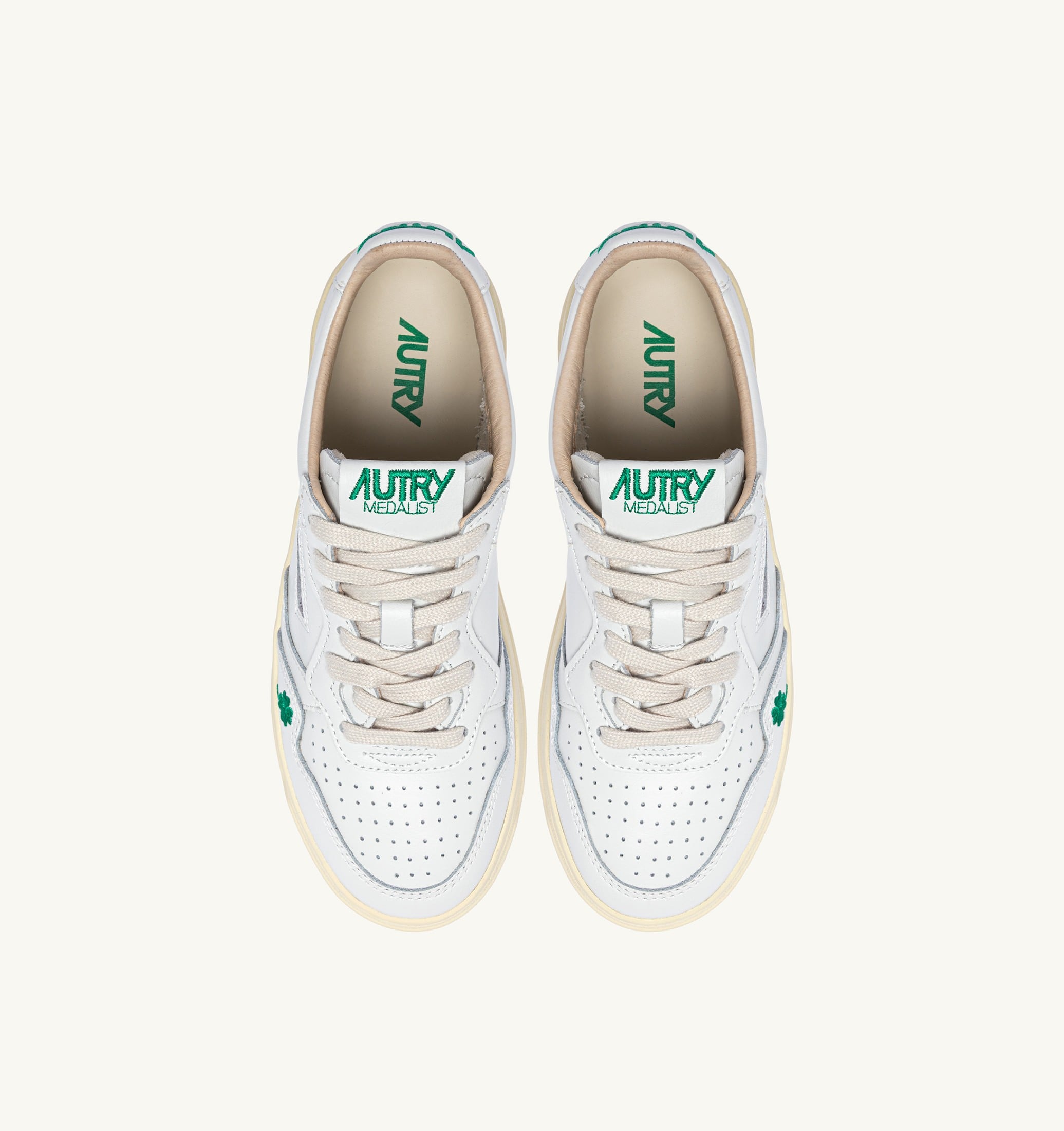 BASKETS MEDALIST LOW 'TRÈFLE' EN CUIR BLANC ET AMAZON