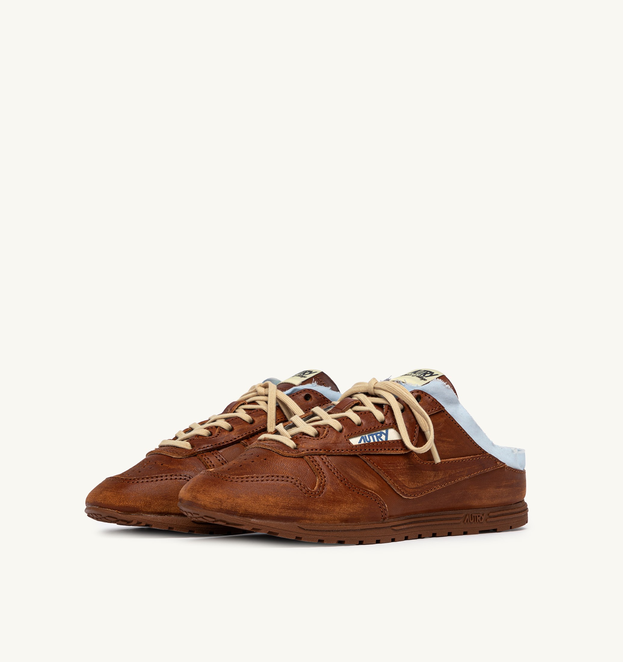 BASKETS WINDSPIN MULE EN CUIR ET SHIRT BUFF ET AZURE