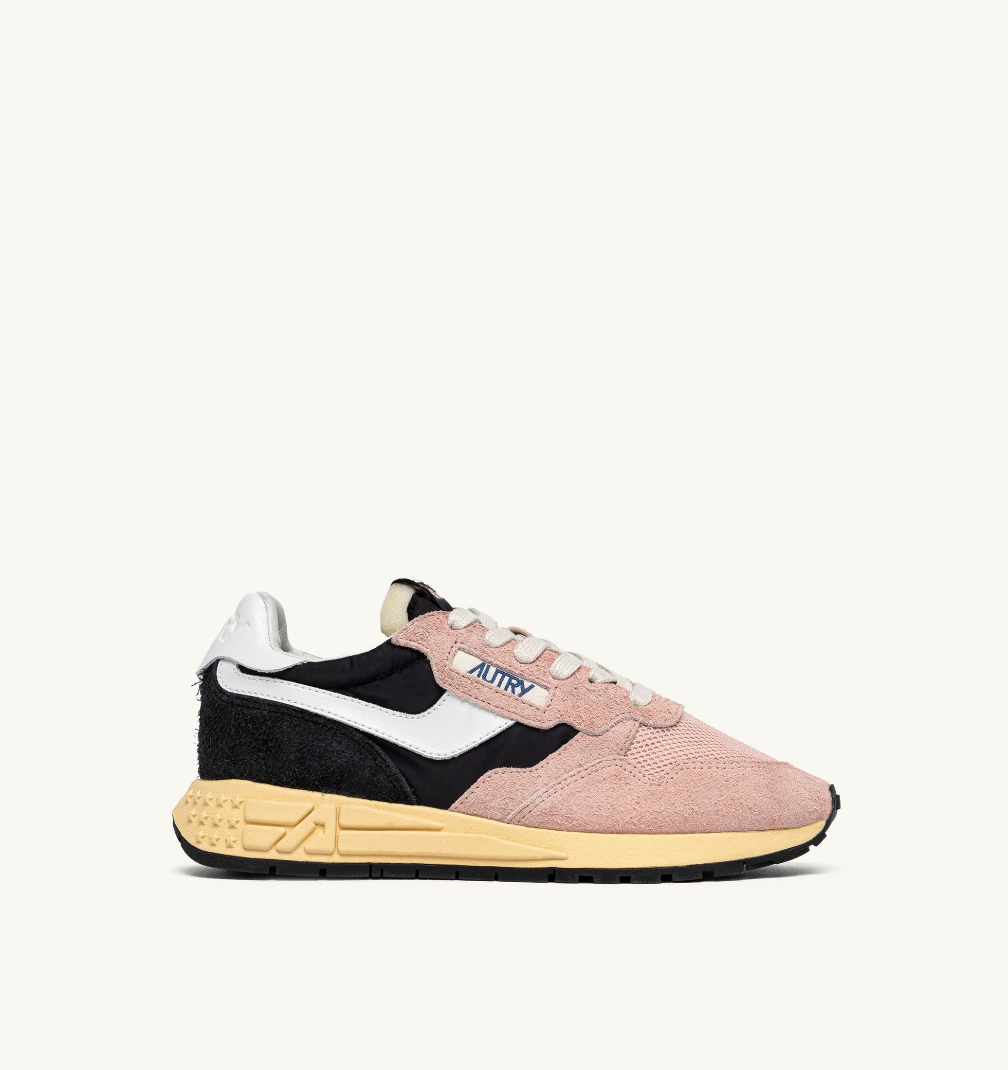 BASKETS REELWIND LOW EN NYLON ET DAIM NOIR ET ROSE