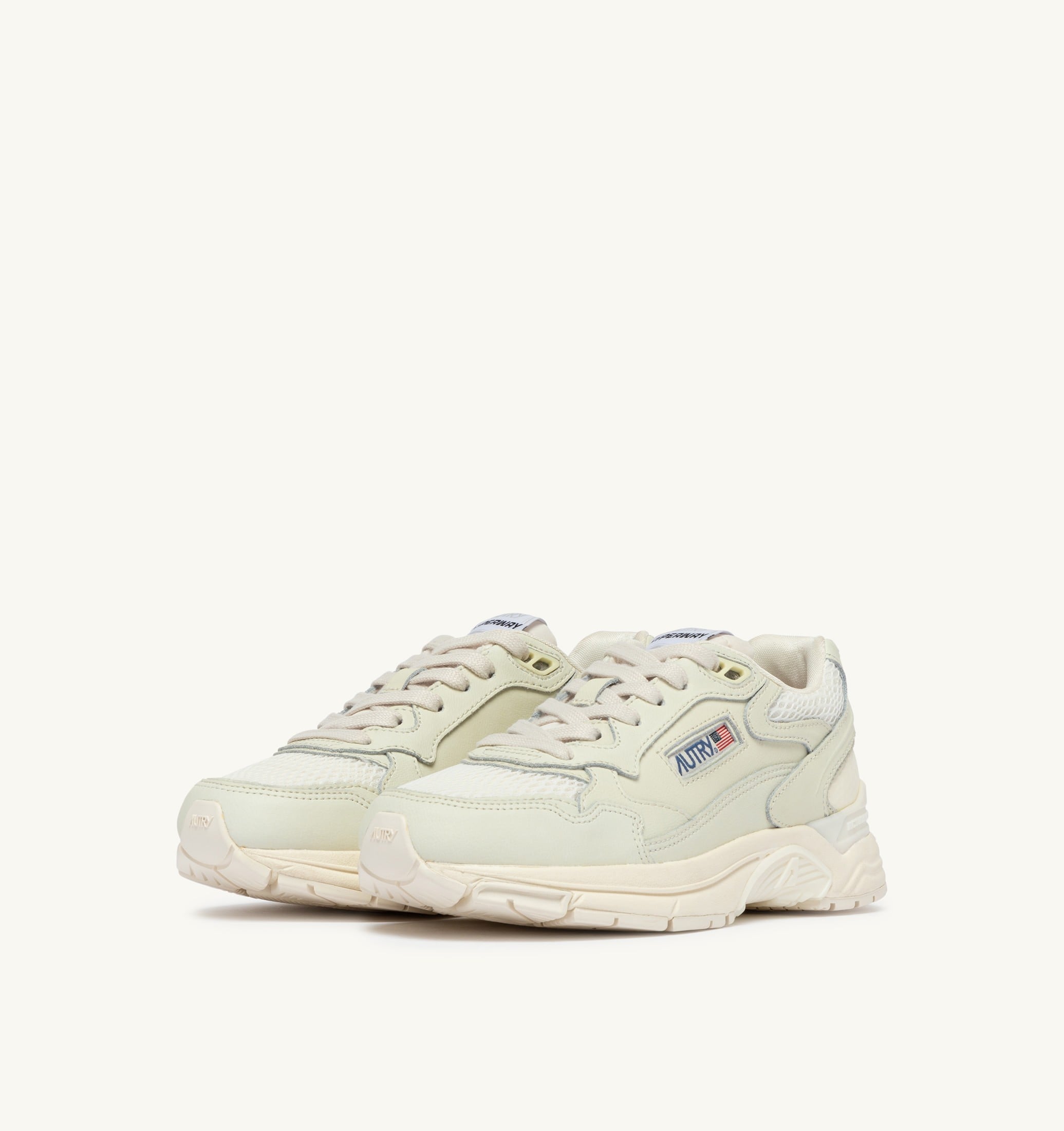 BASKETS HYPERWAY EN MESH ET CUIR NAPPA WHISPER WHITE