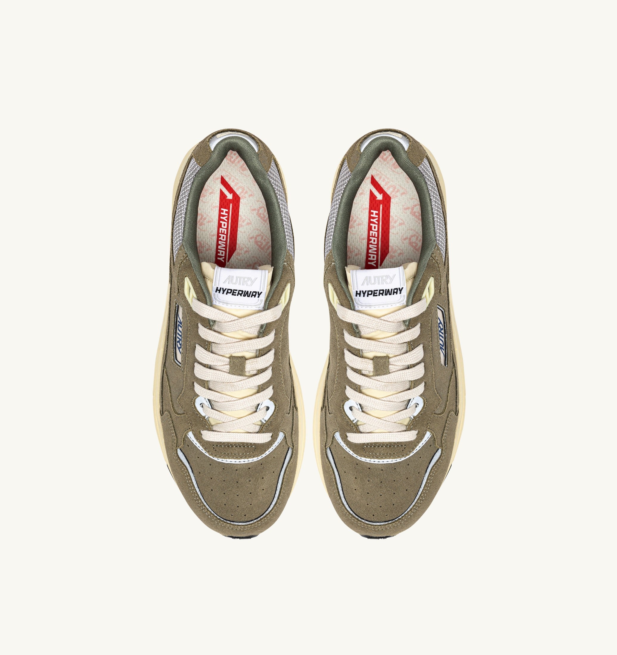 BASKETS HYPERWAY EN MESH ET DAIM THYM ET ARGENT