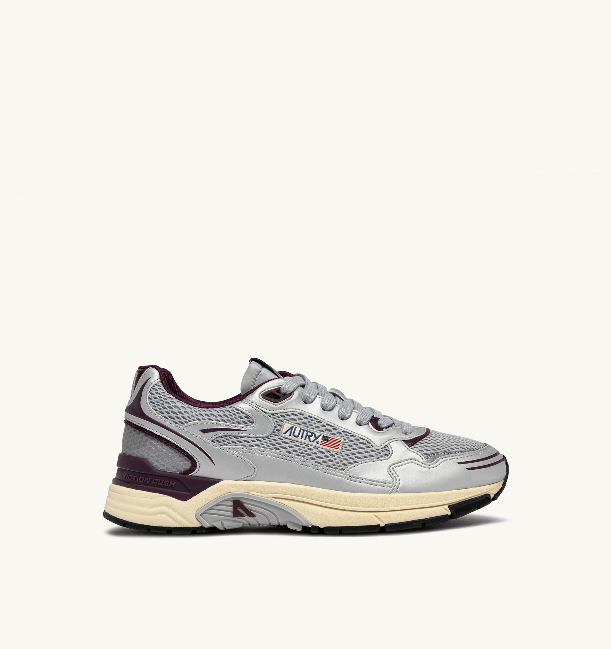 BASKETS HYPERWAY EN CUIR SYNTHÉTIQUE ET MESH ARGENT HARBOR MIST ET FIG