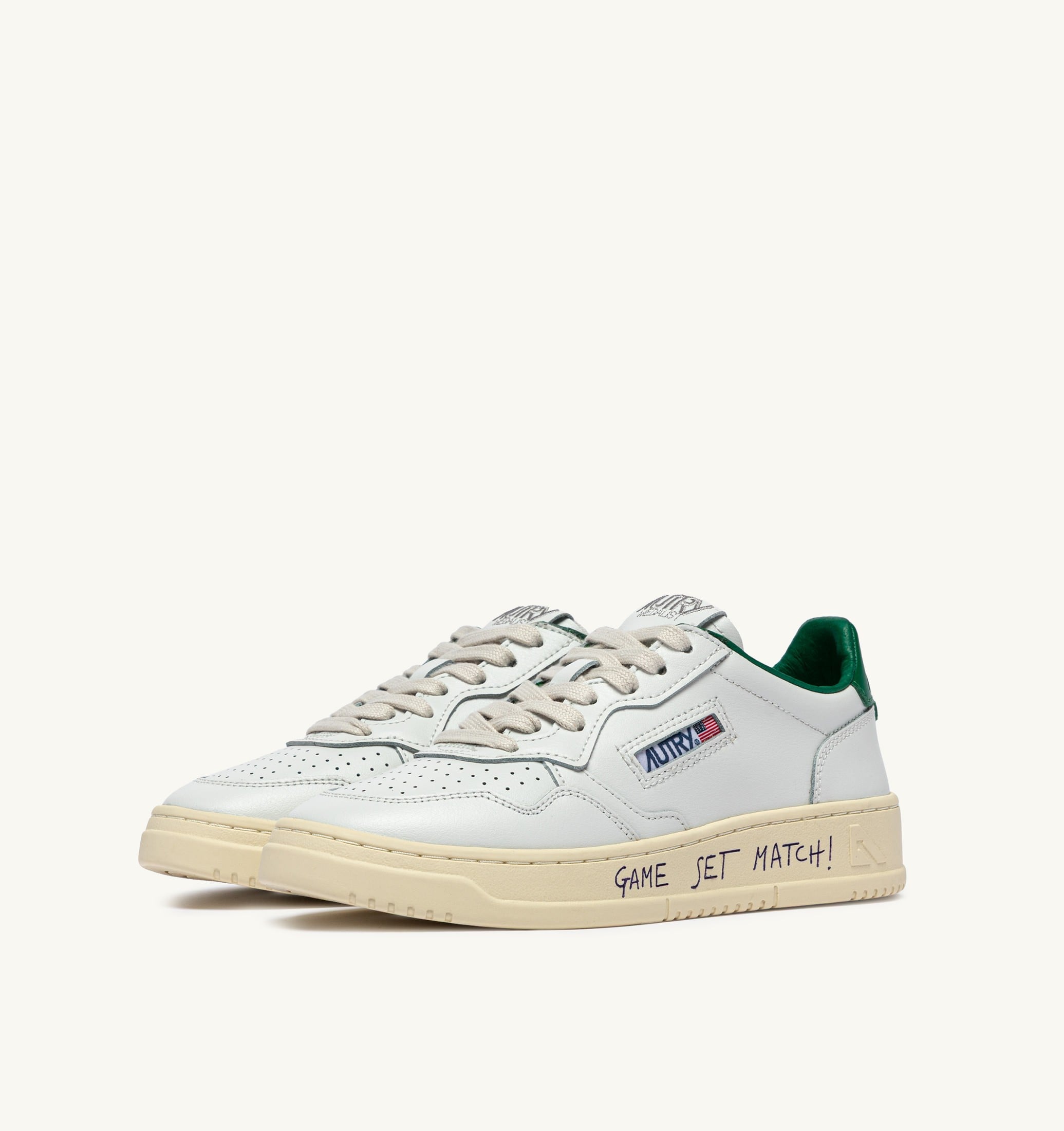 BASKETS MEDALIST LOW EN CUIR BLANC ET GREEN JACKET AVEC LETTERING