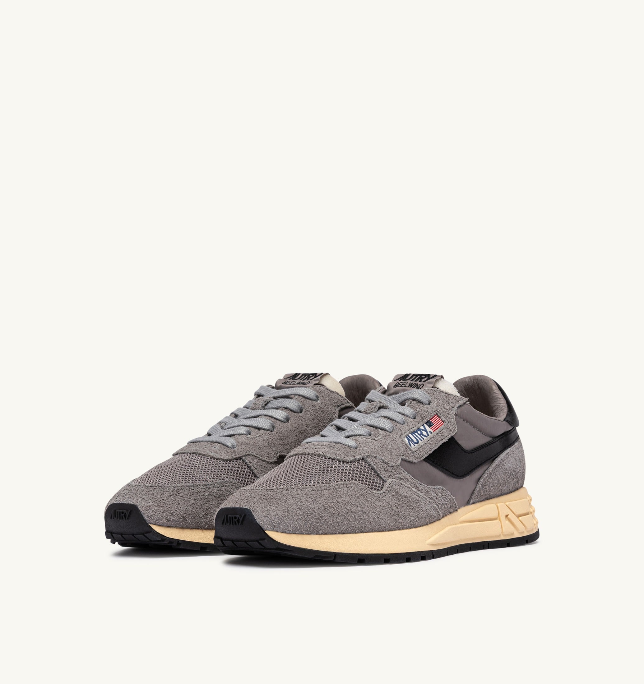 BASKETS REELWIND LOW EN NYLON ET DAIM PLOMB ET NOIR